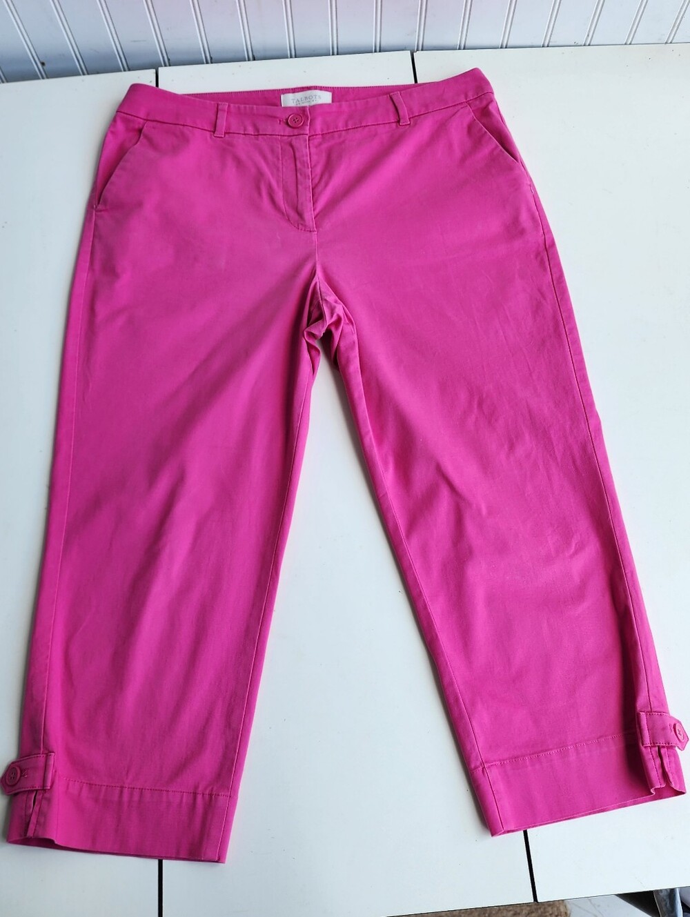 Talbots Pants Women Hot Pink Perfect Skimmer Twill Crop Chino Stretch Casual 12P